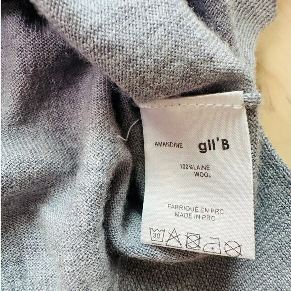 Gil 'B Wool Sweater Lightweight Gray Size Medium Scoop neckline Long SLeeve - Picture 4 of 6